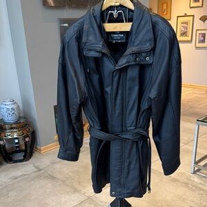 The Connection New York black leather insulated jacket coat men’s XXL